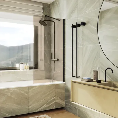 Стеклянная шторка на ванну 1400Х700, широкий профиль чёрный, стекло бронза  - купить с доставкой по выгодным ценам в интернет-магазине OZON (913384965)