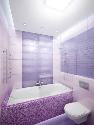 Сиреневая плитка в дизайне ванной комнаты