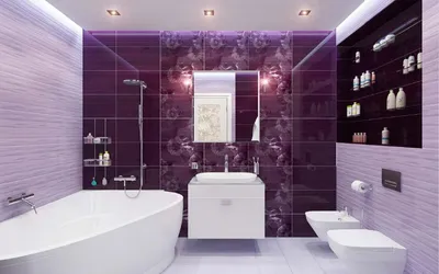 Ванная комната в лавандовом цвете - 67 фото