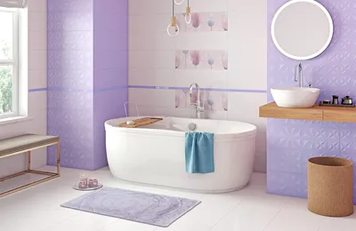 Набор аксессуаров для ванной комнаты: дозатор 300 мл, мыльница, 2 стакана, цвет  сиреневый