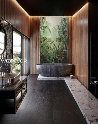 Элегантная ванная комната мозаики с большой ванной Стоковое Фото -  изображение насчитывающей мебель, ливень: 81213940