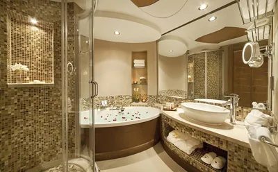 Ванная комната мозаики с стеклянным ливнем Стоковое Фото - изображение  насчитывающей дом, функционально: 81991314