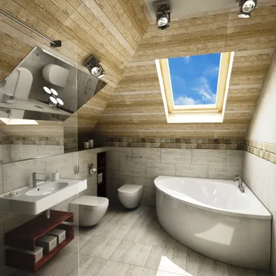 Ванная комната на мансардном этаже фото фотографии