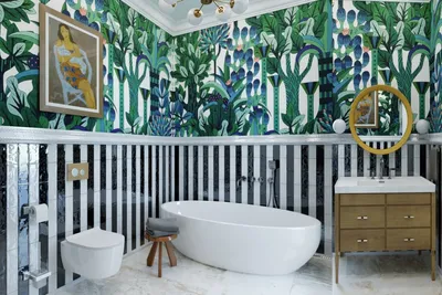 очень современная ванная комната с голубыми стенами и ванной, 3d  иллюстрация современный дизайн интерьера ванной комнаты с голубыми стенами,  3д иллюстрация, Hd фотография фото фон картинки и Фото для бесплатной  загрузки