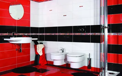 Ванная комната в красно черном цвете фото фотографии