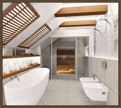 ванная комната на мансарде | Ванная в маленькой мансарде, Дизайн небольшой  комнаты, Ванная