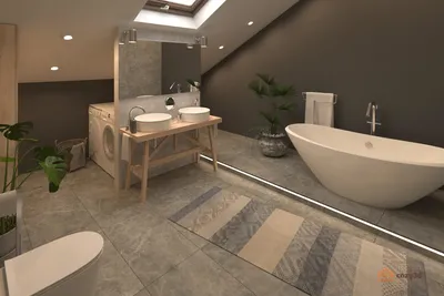 Как правильно разместить ванную комнату на мансарде? ( 50 фото+3 видео)