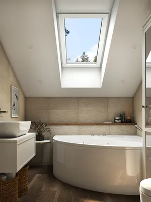 Ванная комната на мансарде дома