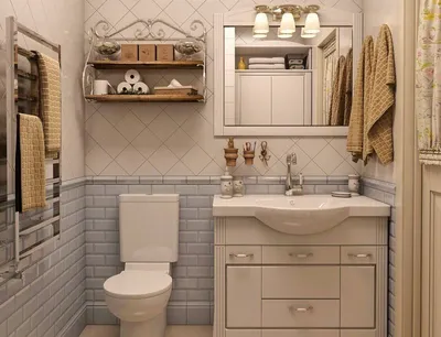 Дизайн ванной комнаты в стиле Прованс - фото интерьера