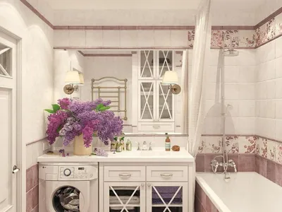 Фото интерьера ванной комнаты квартиры в стиле Прованс
