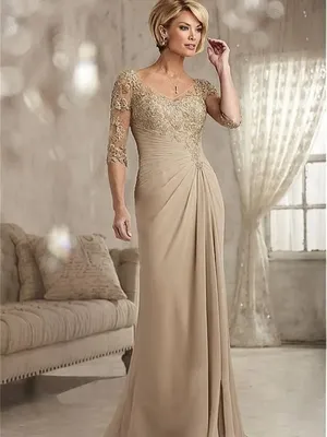 Элегантное кружевное платье цвета шампанского для матери невесты женское вечернее  платье для жениха и матери на свадьбу | AliExpress