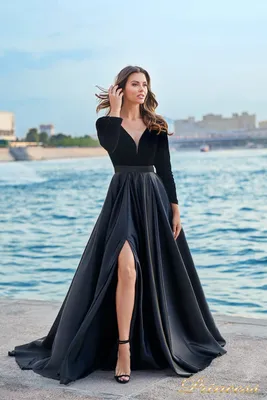 Купить вечернее платье nf-19058-black чёрного цвета по цене 35500 руб. в  Москве в интернет-магазине Принцесса