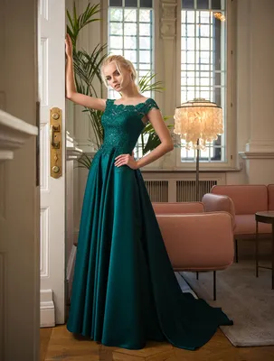 Вечернее платье серо-зеленого цвета с вышивкой ручной работы | Anna  Skoblikova - Свадебные платья - Вечерние Платья