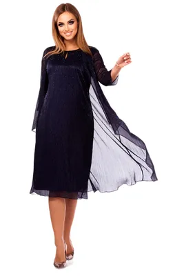 Вечернее платье с накидкой производство Турция синего цвета размеры 48-54 -  Интернет магазин женской одежды LaTaDa