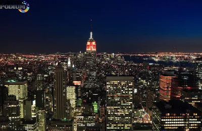 Фотообои Вечерний Нью-Йорк в интерьере купить в СПБ недорого