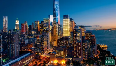 Ночной Манхеттен, Нью-Йорк скачать фото обои для рабочего стола