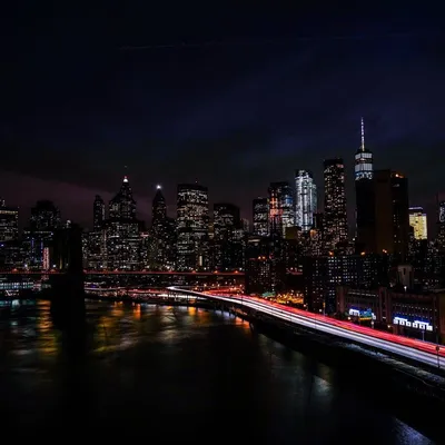 Скачать 1920x1080 нью-йорк, сша, ночной город, мост обои, картинки full hd,  hdtv, fhd, 1080p
