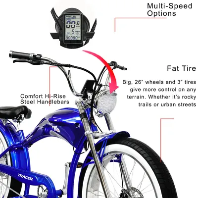 Tracer Twenty5 GT 500W 26\" Electric Chopper Bike 500W – E-Wheel Warehouse