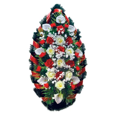 Венок на похороны с розами и гвоздиками - купить в Москве, цены на  ритуальные венки в похоронном бюро Horonim.ru