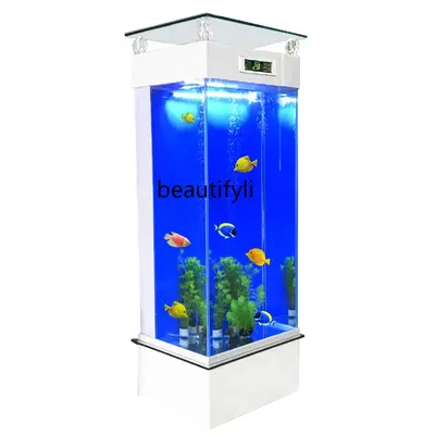 Маленький аквариум для гостиной, бытовая смена воды, прямоугольный  напольный аквариум для рыб, очень белое стекло, вертикальное | AliExpress
