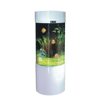 Аквариум Биодизайн Панорама 100 (98 литров). Цвет Беленый дуб. Светильник  Maxi Color. С тумбой и дверьми.