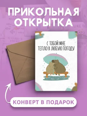 Открытка с днем рождения С тобой мне тепло в любую погоду А6 веселая и  милая - купить с доставкой в интернет-магазине OZON (1178332903)