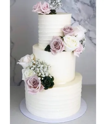 Білий двох'ярусний торт на весілля на замовлення Київ