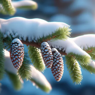 Ветка ели в снегу: природная красота на вашем экране