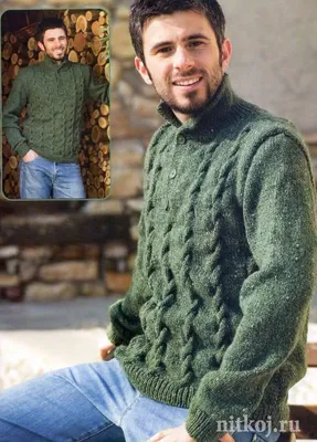 Мужской свитер спицами на пуговицах » Ниткой - вязаные вещи для вашего  дома, вязание крючком, вязание спицами, схемы вязания