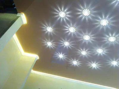 Натяжные потолки варианты освещения и обзор светильников — Полезная  информация по натяжным потолкам.
