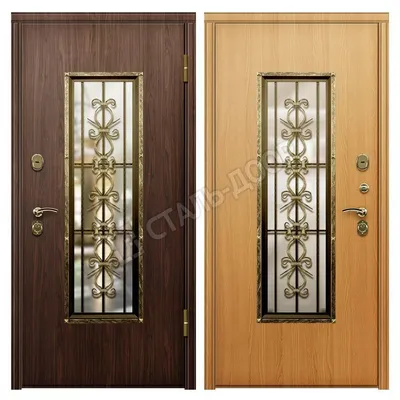 Входная дверь двухстворчатая со стеклом Двери и Полы