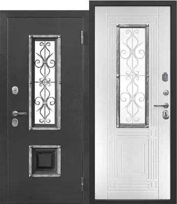 Входная уличная дверь в частный дом с ковкой и стеклом MTD-1425 на заказ в  Чехове | Цена, фото и описание | «Сталь-Доор»