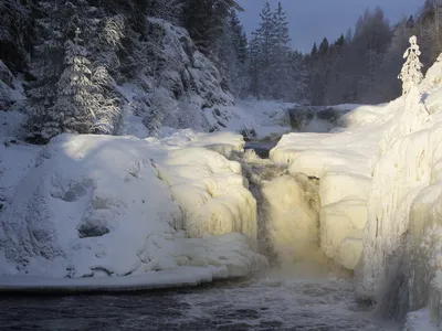 Водопад кивач зимой фото