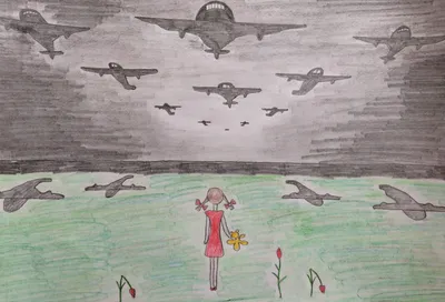 Школьный конкурс детского рисунка \"Война глазами детей\" I
