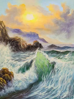 Морской пейзаж «Изумрудные волны и солнце» 30x40 DL190705 купить в Москве