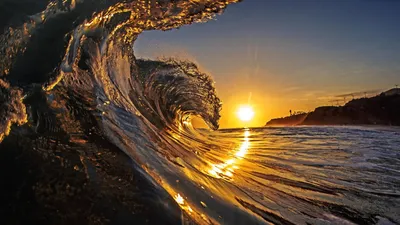 Обои волна, ветровая волна, море, закат, восход солнца WQHD, QHD, 16:9  бесплатно, заставка 2560x1440 - скачать картинки и фото