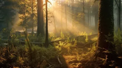 залитый солнцем сказочный лес волшебное утро с туманным туманом и 3d  рендерингом, сказочный лес, волшебный лес, Волшебная страна фон картинки и  Фото для бесплатной загрузки