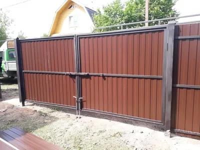 Проект «откатные ворота из профлиста с отдельной калиткой» | СК «Зеленый  Забор»