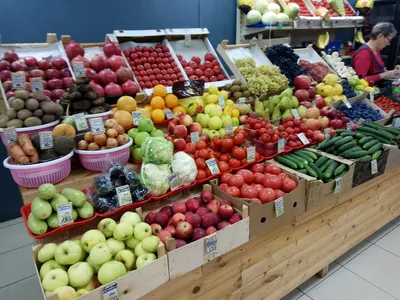 Дизайн магазина овощей и фруктов и правила территории продуктов