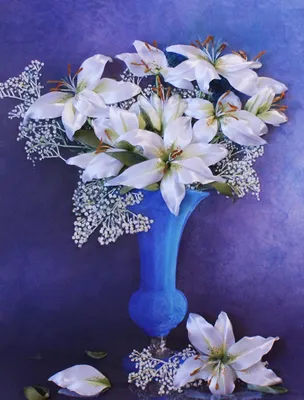 Белые лилии, вышивка лентами. | Deko blumen, Blumen, Deko