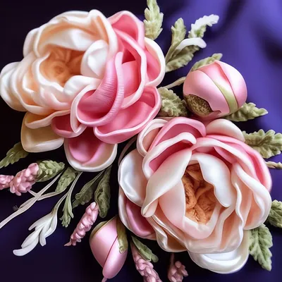 МК «Пион – вышивка лентами на принте» – HandMade39.ru | Вышитые цветы,  Тканевые цветы, Вышивка лентами