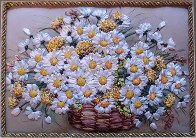 Картина вышита лентами:) маки и ромашки №970083 - купить в Украине на  Crafta.ua