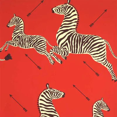 Scalamandre Zebras Masai Red Wallpaper 40% Off | Samples
