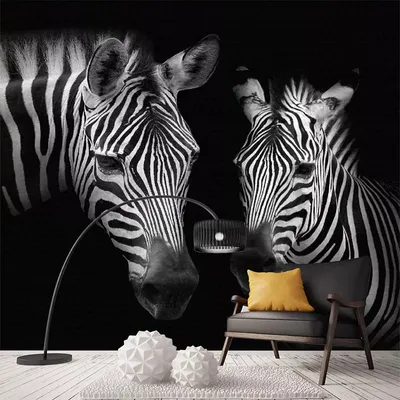Custom Wallpaper Mural Retro Vintage Black and White Zebra | BVM Home