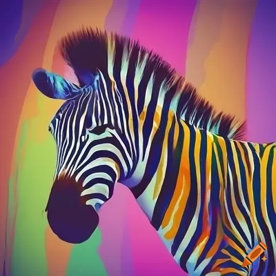 Colorful stripe, two animals, one is a zebra, the other is a unique horn  silhouettine, illustration, paints, 8k wallpaper on Craiyon