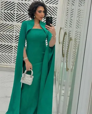 Элегантные длинные зеленые вечерние платья с рукавами, облегающее длинное  Деловое платье в пол из крепа без бретелек, женское платье для выпускного  вечера | AliExpress