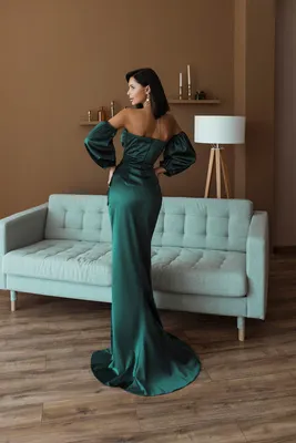 Зеленое вечернее платье в пол SD006-4 в интернет-магазине Е-Леди