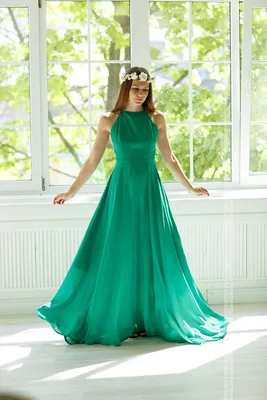 Длинное зеленое платье в пол | Платья Длинные платья | Купить и заказать |  DL-60817_green