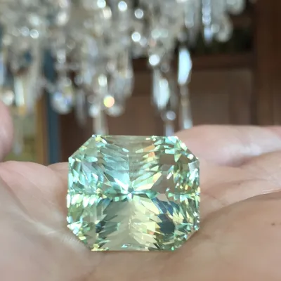 SOLD 80.90 ct. Green Imperial Topaz, Rarest Topaz, Sherlovaya Gora,  Zabaykalye, Siberia, Russia