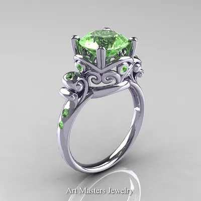 The Pacey Pear Rainforest Green Topaz Engagement Ring